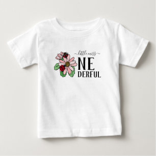 T-shirt Pour Bébé Ladybugs Pink Daisers Little Miss Onederful