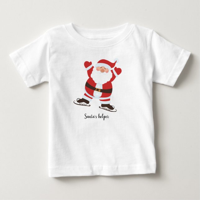 T-shirt Pour Bébé l'aide de Santa (Devant)