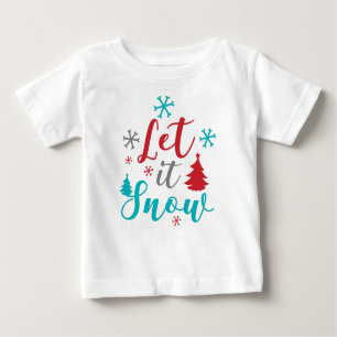 T-shirt Pour Bébé Laisser Il Neige, Flammes De Neige, Arbres, Noël, 