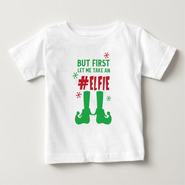 T-shirt Pour Bébé Laissez-Moi Prendre Un Elfie, Des Chaussures D'Elf (Devant)
