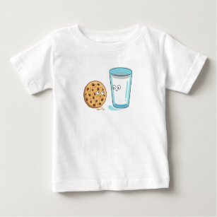 T-shirt Pour Bébé Lait et biscuits alimentaires Kawaii 