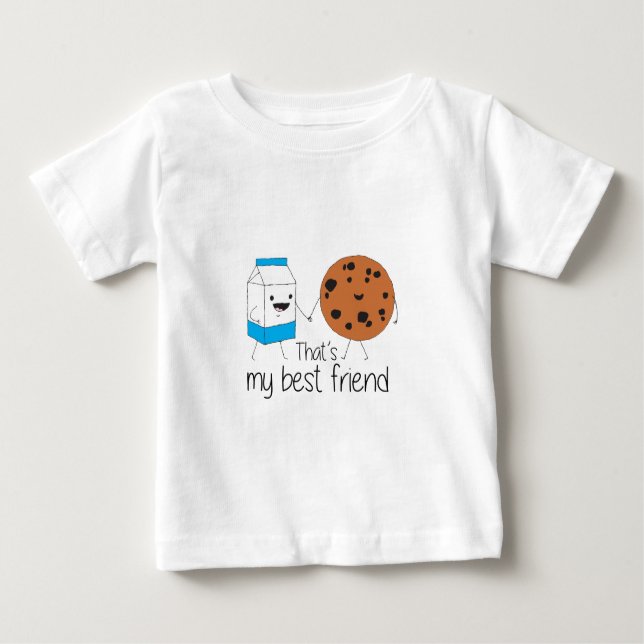 T-shirt Pour Bébé Lait et biscuits Meilleurs amis BFF Friendship Art (Devant)