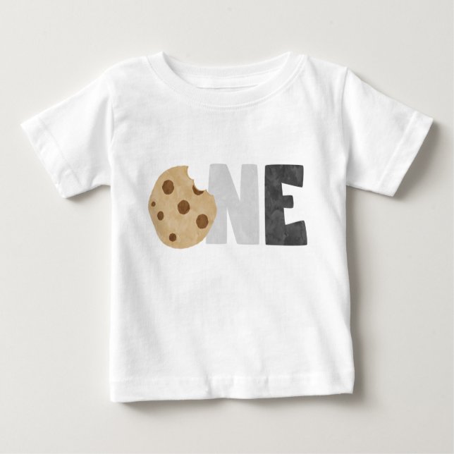T-shirt Pour Bébé Lait et biscuits Premier anniversaire (Devant)