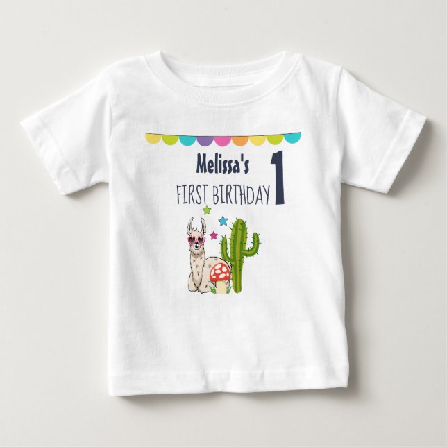 T-shirt Pour Bébé Lama cool en forme de coeur Premier anniversaire (Devant)