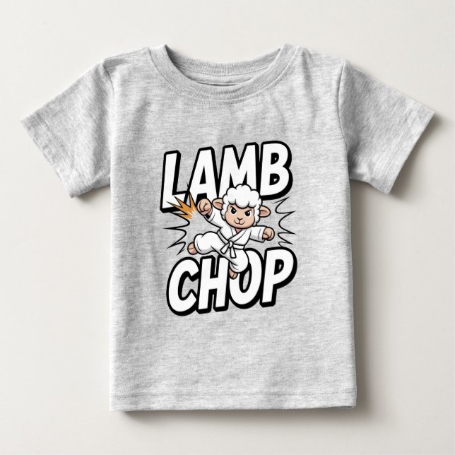 T-shirt Pour Bébé Lamb Chop! Funny Karate Lamb in Gi (Devant)