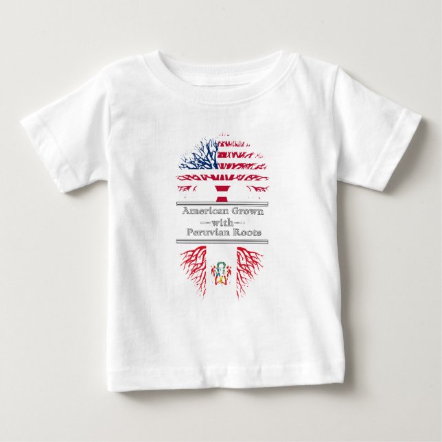 T-shirt Pour Bébé L'Américain développé avec des Péruviens enracine (Devant)