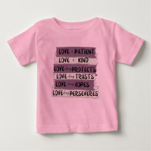 T-shirt Pour Bébé L'amour chrétien est 1 Corinthiens 13 Jésus rose