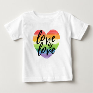 T-shirt Pour Bébé L'amour est l'amour  Coeur d'aquarelle arc-en-ciel