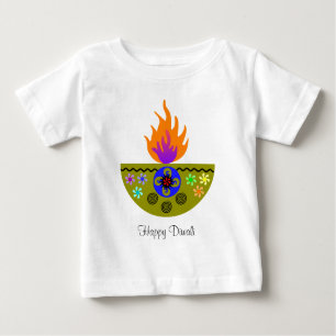 T-shirt Pour Bébé Lampe Diwali colorée Diya