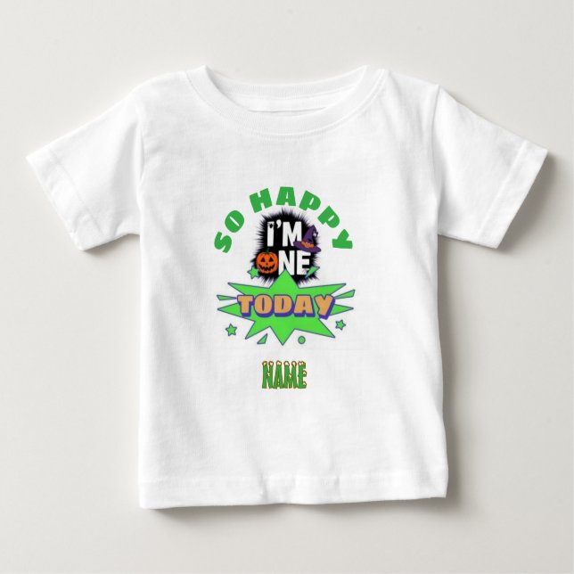 T-shirt Pour Bébé L'anniversaire personnalisé Je suis si heureux auj (Devant)