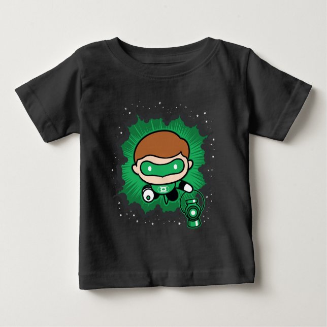 T-shirt Pour Bébé Lanterne verte de Chibi qui traverse l'espace (Devant)