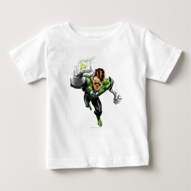 T-shirt Pour Bébé Lanterne Verte - Entièrement Rendu, Lever Du Bras (Devant)