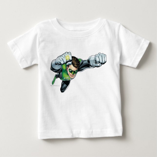 T-shirt Pour Bébé Lanterne Verte - Entièrement Rendu, Volant À Droit (Devant)
