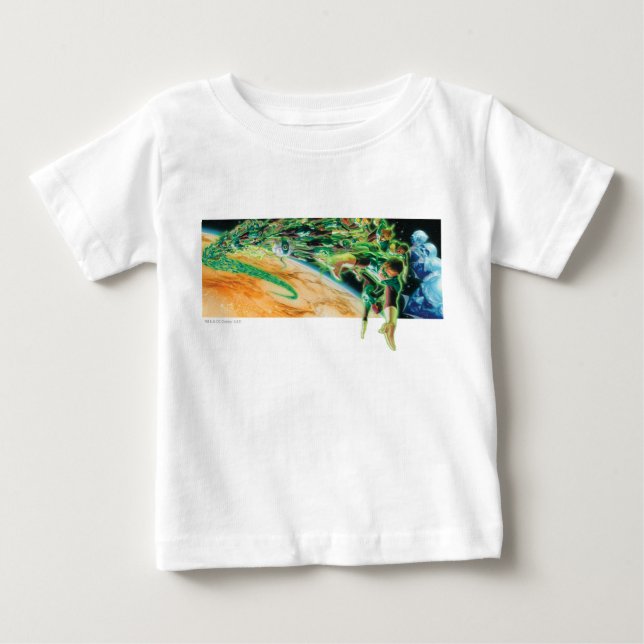T-shirt Pour Bébé Lanternes vertes volant dans l'espace (Devant)