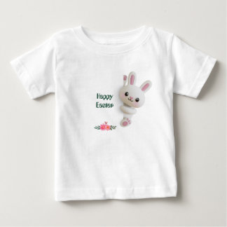 T-shirt Pour Bébé Lapin 3D adorable qui regarde avec Pâques modifiab
