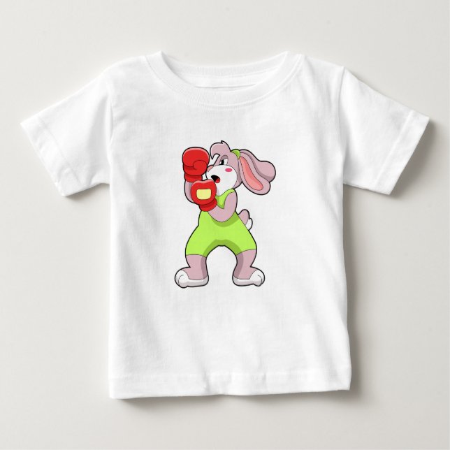 T-shirt Pour Bébé Lapin à la boxe avec gants de boxe (Devant)
