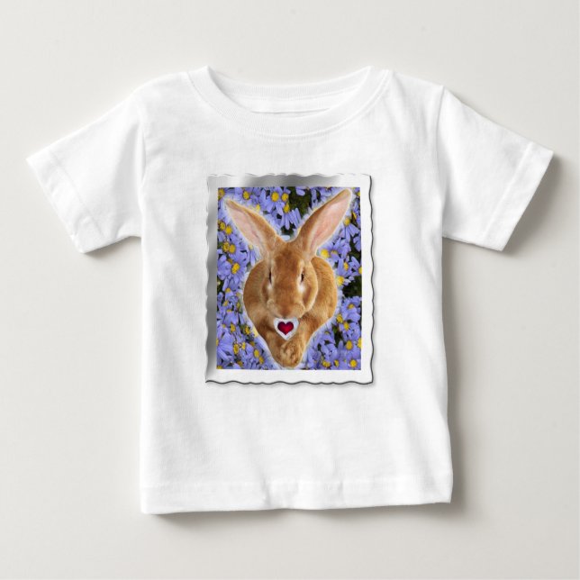 T-shirt Pour Bébé Lapin adorable encadré avec coeur doux (Devant)