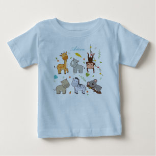 T-shirt Pour Bébé Lapin Animal Bébé Garçon Bleu Jersey T-shirt
