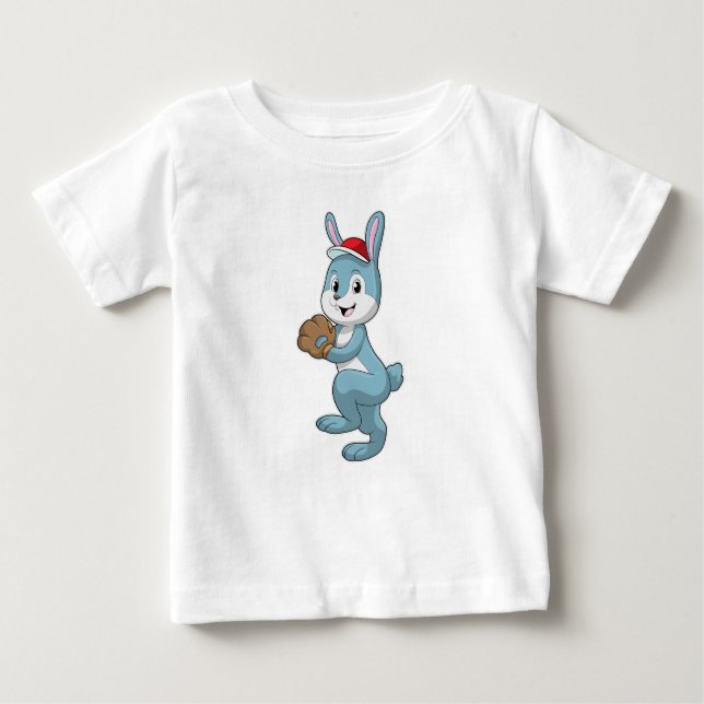 T-shirt Pour Bébé Lapin au baseball avec gant de baseball (Devant)