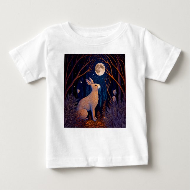 T-shirt Pour Bébé Lapin au clair de lune (Devant)