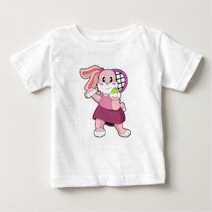 T-shirt Pour Bébé Lapin au Tennis avec raquette de tennis
