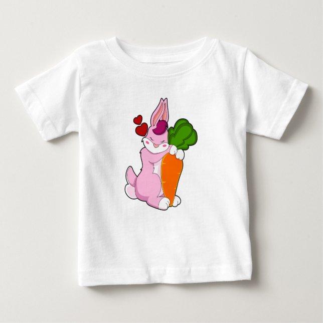 T-shirt Pour Bébé Lapin avec carotte et coeur (Devant)
