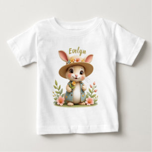 T-shirt Pour Bébé Lapin Avec Fleurs