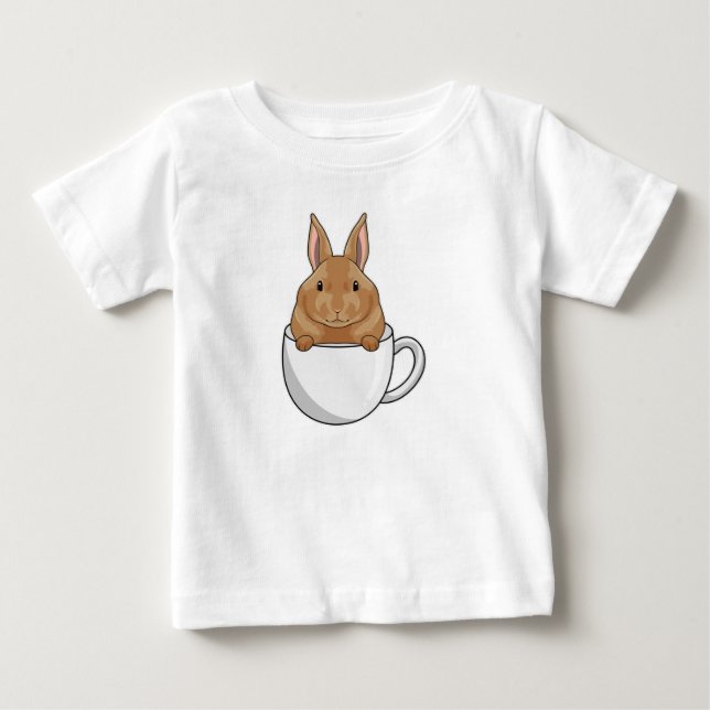 T-shirt Pour Bébé Lapin avec la coupe de café (Devant)