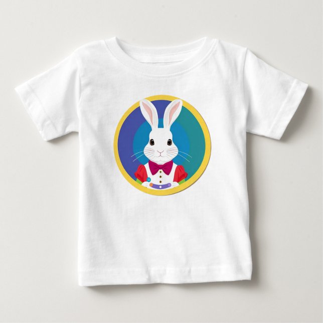 T-shirt Pour Bébé Lapin Blanc Mignon (Devant)