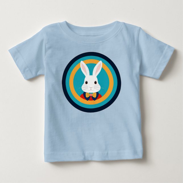 T-shirt Pour Bébé Lapin Blanc Mignon (Devant)