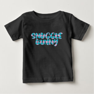 T-shirt Pour Bébé Lapin Câlin Rose Texte Bleu Mignon