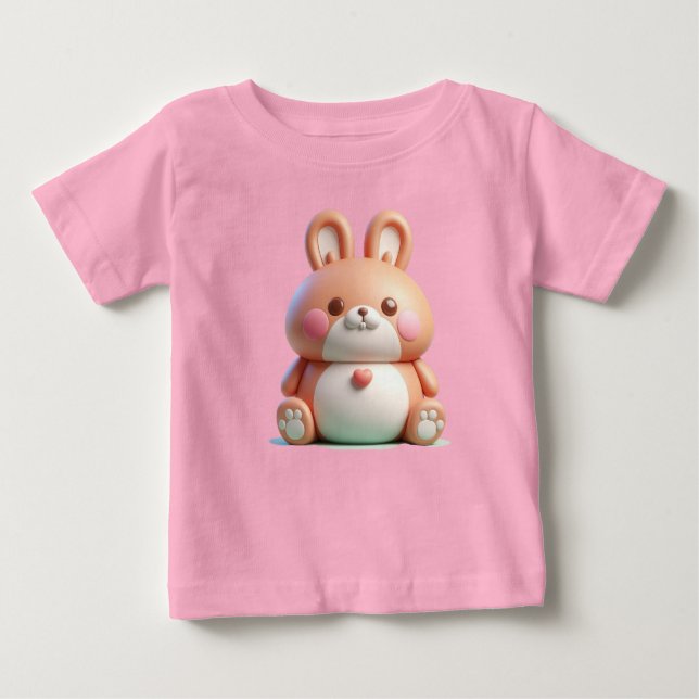 T-shirt Pour Bébé Lapin Charmant dans une Pose Fantaisiste (Devant)