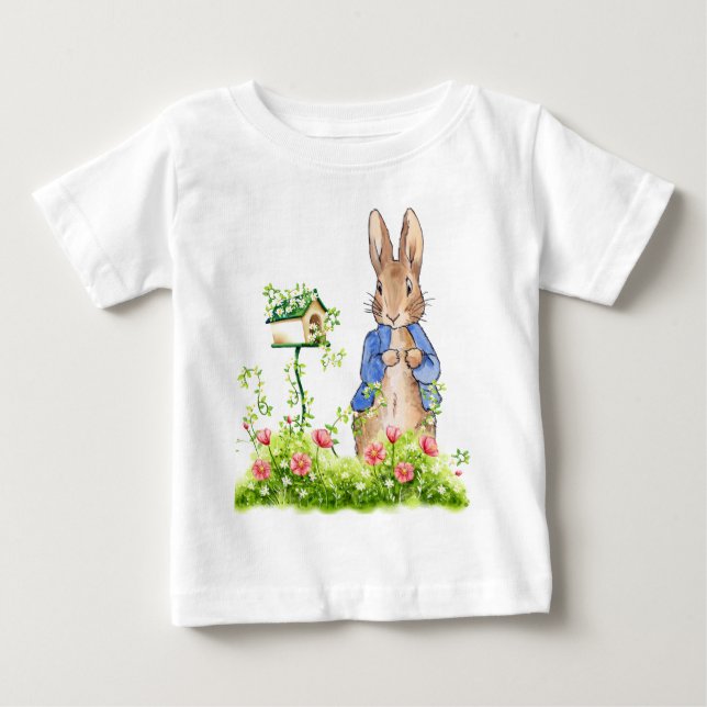 T-shirt Pour Bébé Lapin classique en veste bleue (Devant)