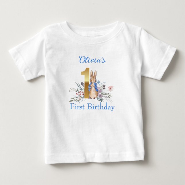 T-shirt Pour Bébé Lapin classique en veste bleue (Devant)