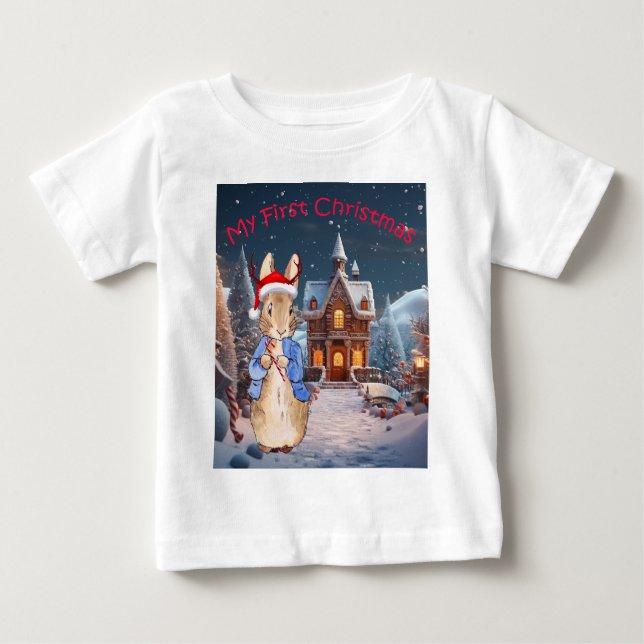 T-shirt Pour Bébé Lapin Classique Mon Premier Noël  (Devant)