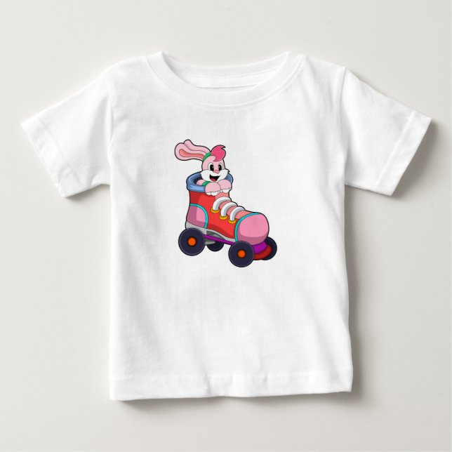 T-shirt Pour Bébé Lapin comme Patineur Inline avec Patins Inline (Devant)