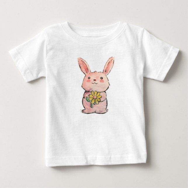 T-shirt Pour Bébé Lapin de fleur (Devant)