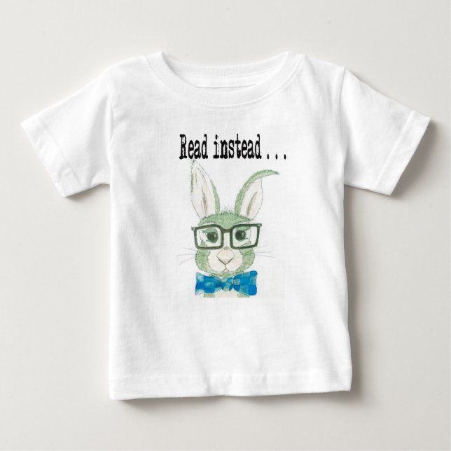 T-shirt Pour Bébé Lapin de lecture de hanche (Devant)