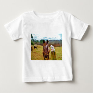 T-shirt Pour Bébé Lapin de Pâques et cheval Brown