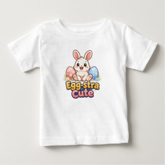 T-shirt Pour Bébé Lapin de Pâques Extra Mignon avec des Œufs Colorés