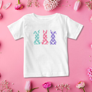 T-shirt Pour Bébé Lapin de Pâques Fleur Colorée   Lapin de Pâques Fl