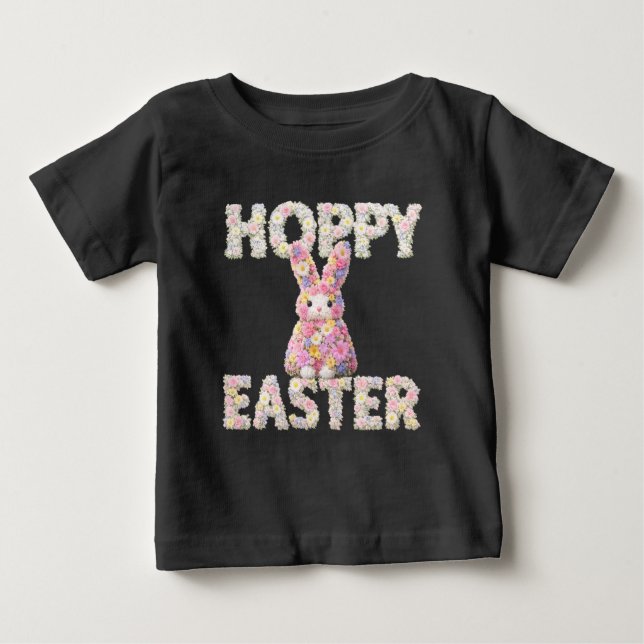 T-shirt Pour Bébé Lapin de Pâques Fleur Douce Vacances (Devant)