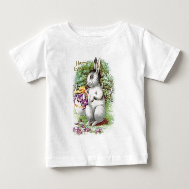 T-shirt Pour Bébé Lapin de Pâques Floral (Devant)