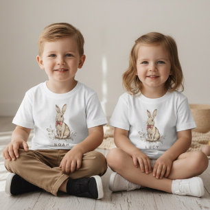 T-shirt Pour Bébé Lapin de Pâques personnalisé avec nom personnalisé