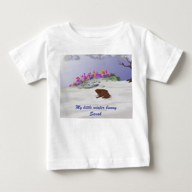 T-shirt Pour Bébé Lapin d'hiver (Devant)