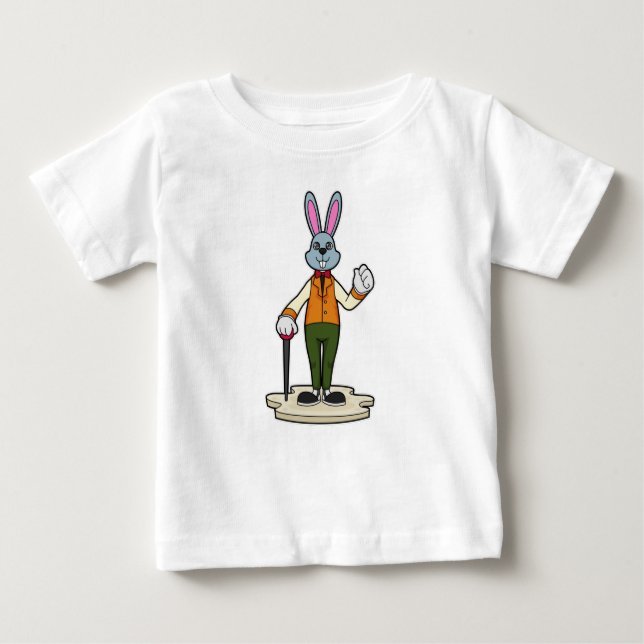 T-shirt Pour Bébé Lapin en gentleman avec canne (Devant)