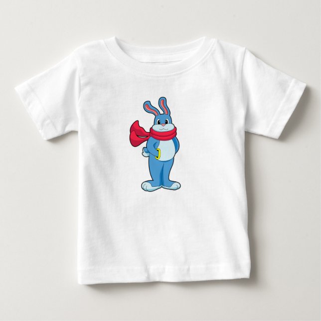 T-shirt Pour Bébé Lapin en hiver avec Écharpe (Devant)
