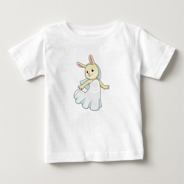 T-shirt Pour Bébé Lapin en mariée avec voile (Devant)