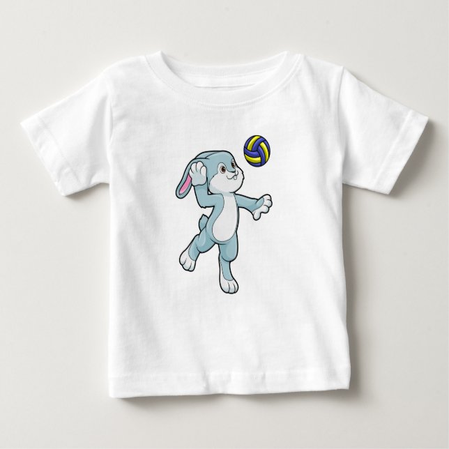 T-shirt Pour Bébé Lapin en sport avec volleyball (Devant)