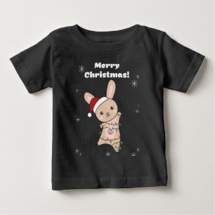 T-shirt Pour Bébé Lapin Joyeux Noël Animaux d'hiver Lapins Bébé